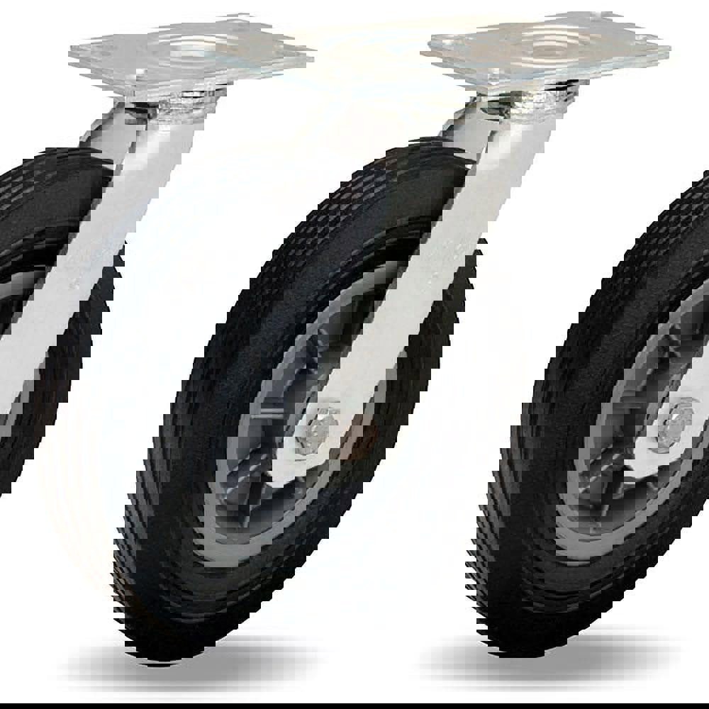 Swivel Top Plate Caster: Rubber, 8